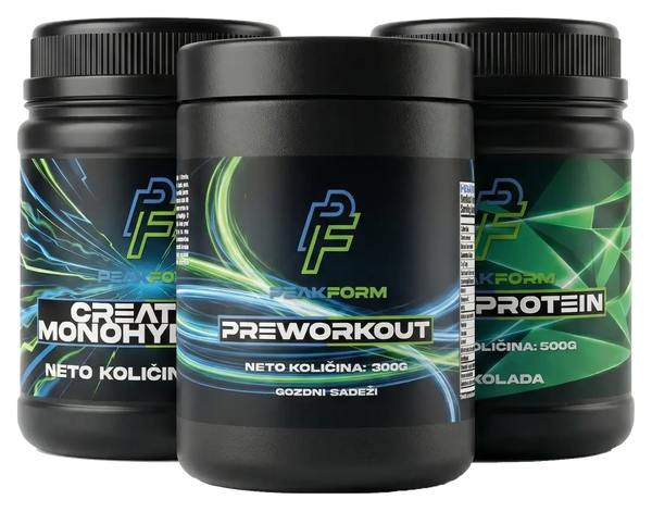Performance Stack – whey + kreatin + pre-workout